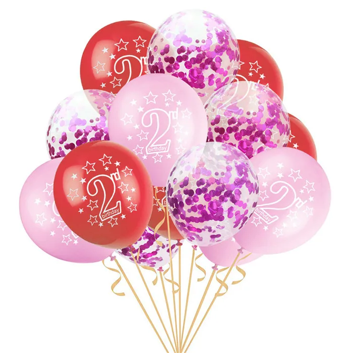 16 шт детский душ мальчик девочка латексные шары набор конфетти 1-й День рождения украшения Дети С Днем Рождения шар 2-й год 10 шт - Цвет: 286-1