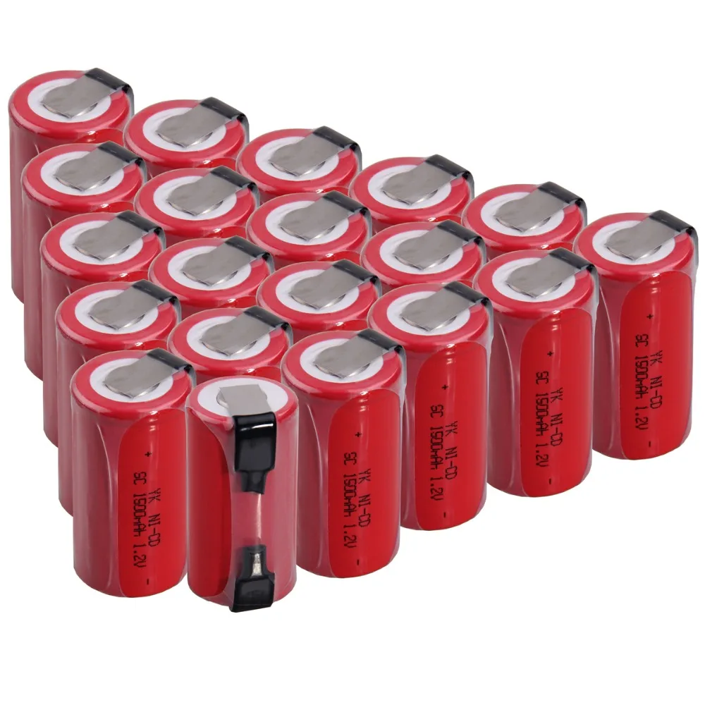 

20 pcs SC 1500mah 1.2v battery NICD rechargeable batteries for electric screwdriver electric drill 4.25cm*2.2cm for power tools