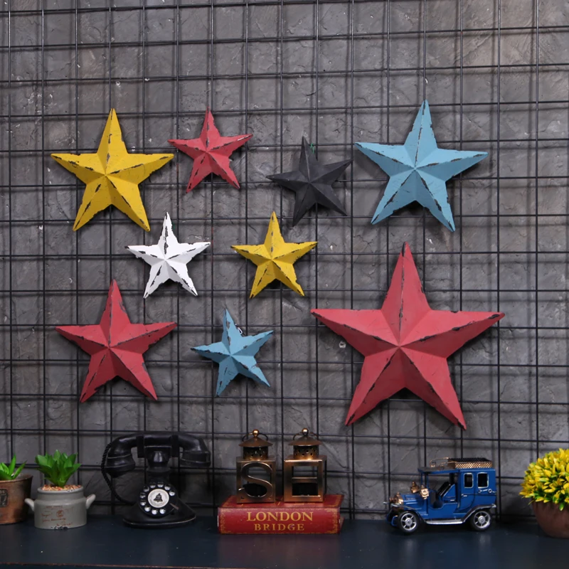 

Five-pointed Star Wall-mounted Wall Hanging Iron Wall Stickers for Bar Coffee Home Crafts Hanging Ornaments Home Decor Poster