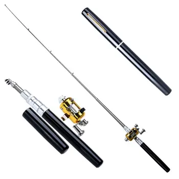 

Outdoor Mini Camping Travel Baitcasting Telescopic Pocket Pen Fishing Rod + Reel