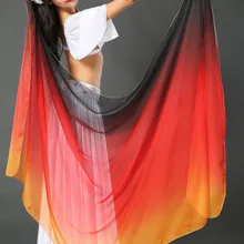 Женский шифоновый шарф для танца живота, имитация Шелковой Шали, танцевальный шарф, шарф из пряжи, шали, огненный цвет, 210*110 см