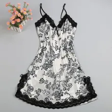 

2018 New Deep V Neck Lace Patchwork Sleepwear Dress Women Sexy Lingerie Camisole Slim Lounge Sleepshirts Nightgowns