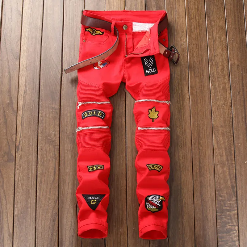 mens red jeans