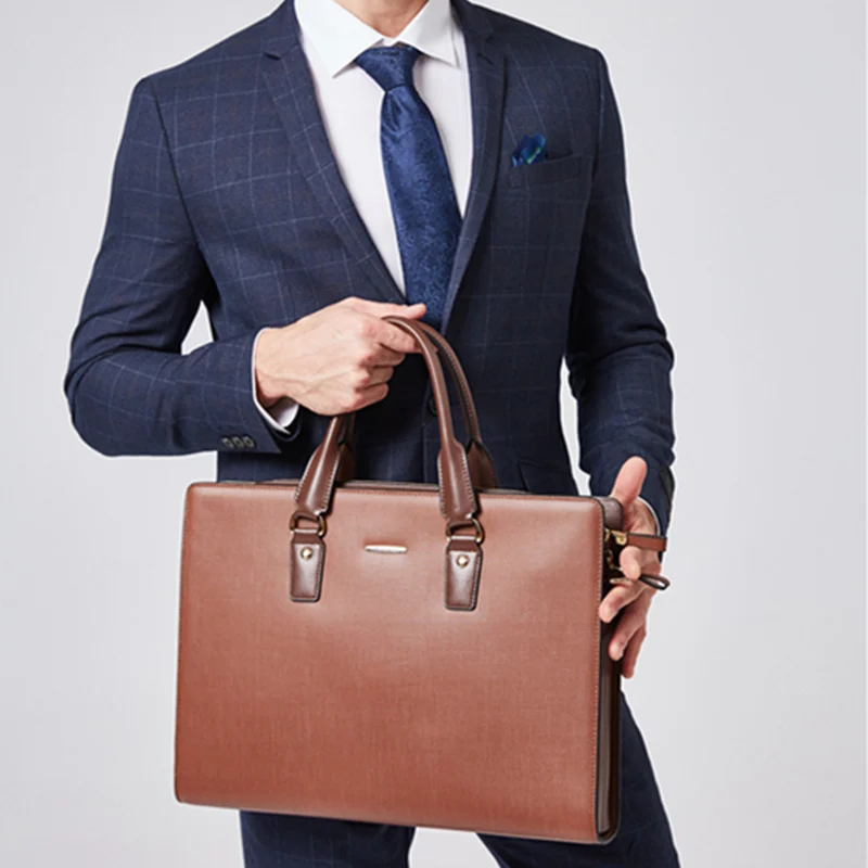 

Bostanten Business Men Genuine Leather Briefcase Laptop 16 inch Men Briefcase Bag Male Shoulder Bag Crossbody Bag Tote Handbag