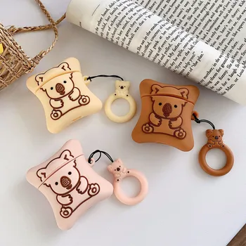 

For Airpods 2 Case Silicone Koala Cookies Cartoon Cover for Apple Air pods Cute Headphone Earphone Case for Earpods Ring Strap