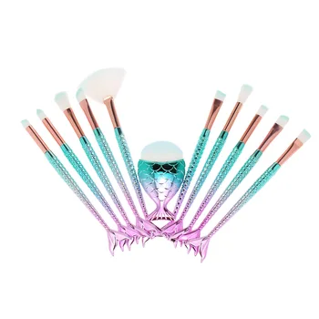 

11Pcs Makeup Brushes Set Eye Shadow Foundation Powder Eyeliner Eyelash Lip Makeup Brush Mermaid Shape Cosmetic Beauty Tool