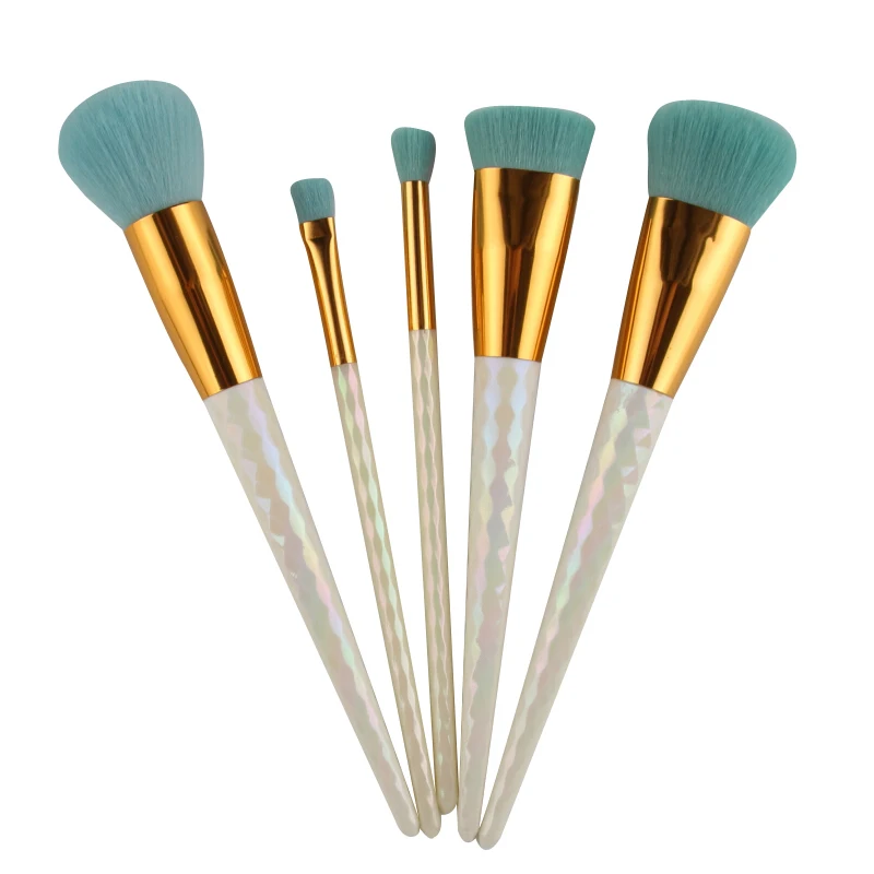 

5Pcs/Set Magic Honeycomb Soft Green Round Top Makeup Brushes Eye Face Foundation Powder Shadow Blusher Blending Pro Brush Kit