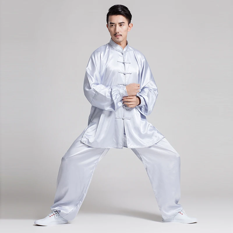 GAGA Men Chinese Style Kung Fu Mandarin Collar Frog-Button Long Sleeve Shirts
