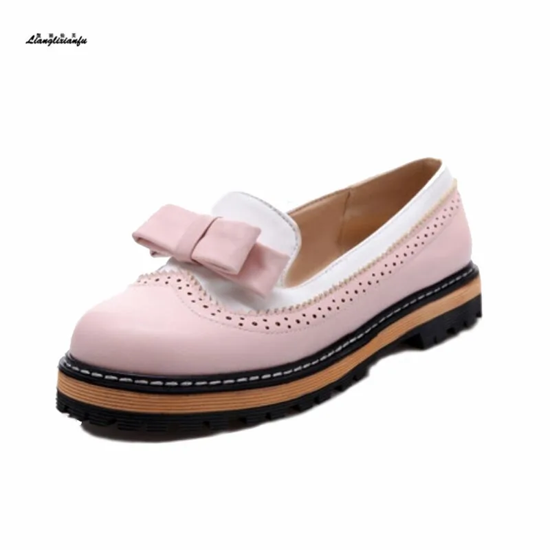 

Spring Sweet style women shoes Plus:32 33-43 Bowtie Ladies Zapatos Round Toe Chaussure Femme Color Matching Casual women shoes