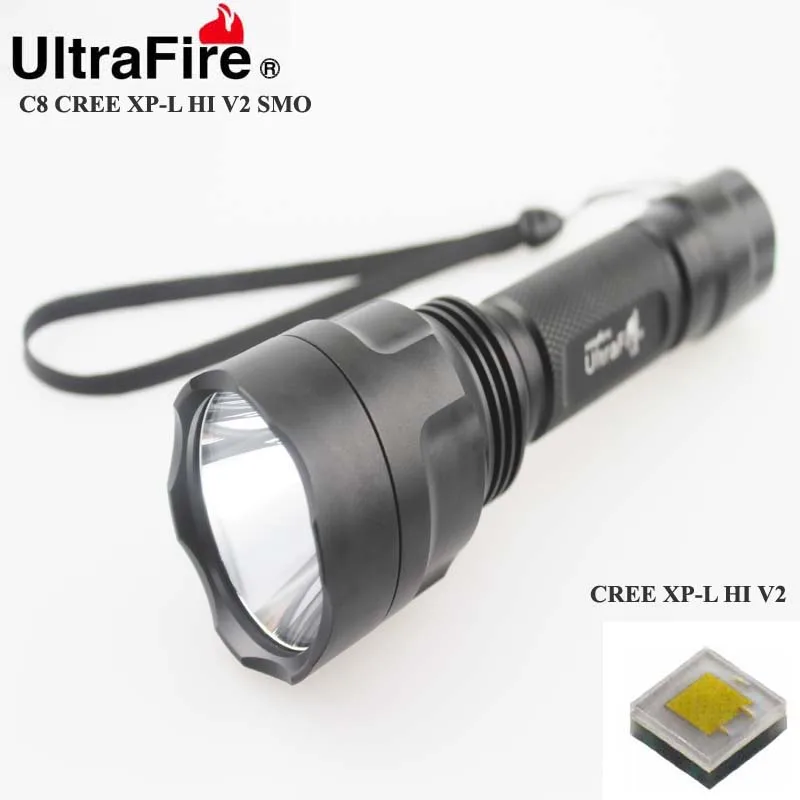 

U-F C8 CREE XP-L HI V2 1600lm Cool White Light 1-Mode SMO LED Flashlight (1 x 18650)