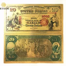1875), 10 штук, 1:1$20 долларовые банкноты из золотой фольги USD Бумага банкноты денег ремесла