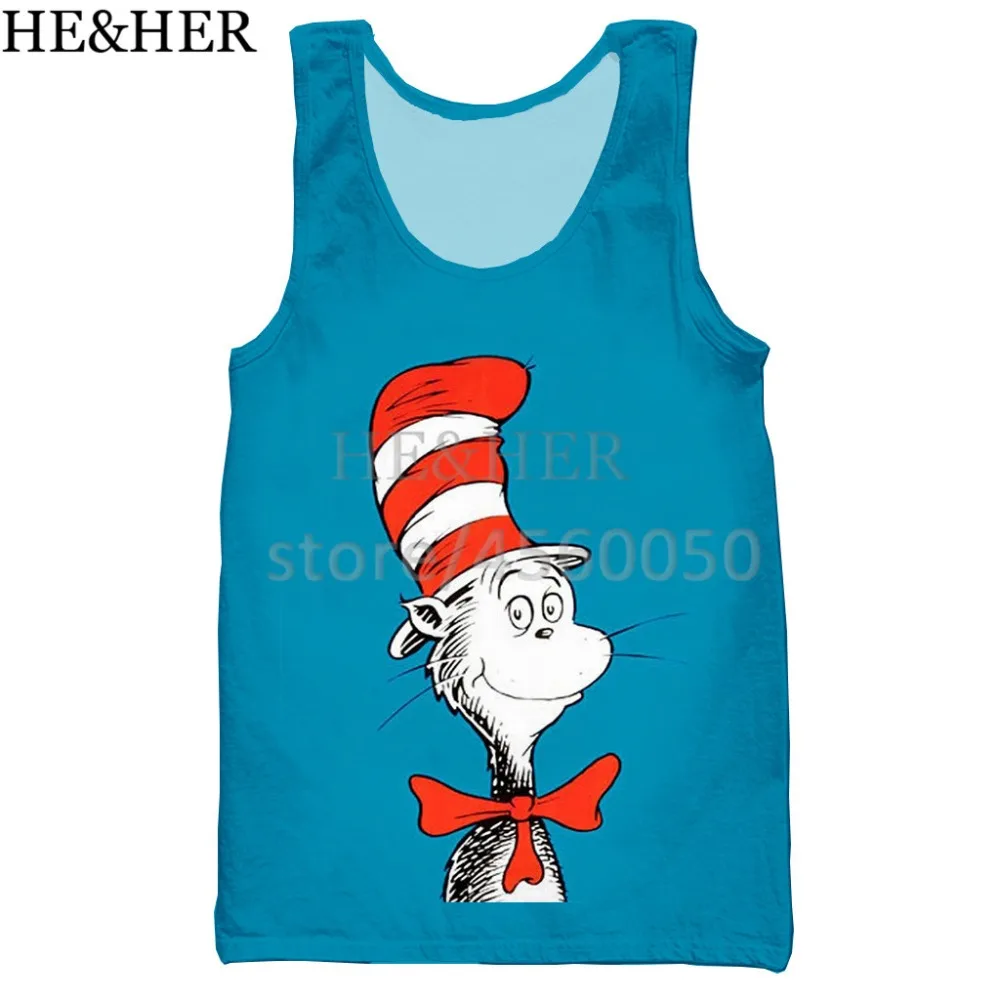 Dr. Seuss' cat in hat 3D Печатный Топ на бретелях для мужчин модный классный топ на бретелях для мужчин и женщин топ-Бюстгальтер на бретельках Топ на бретельках дизайн