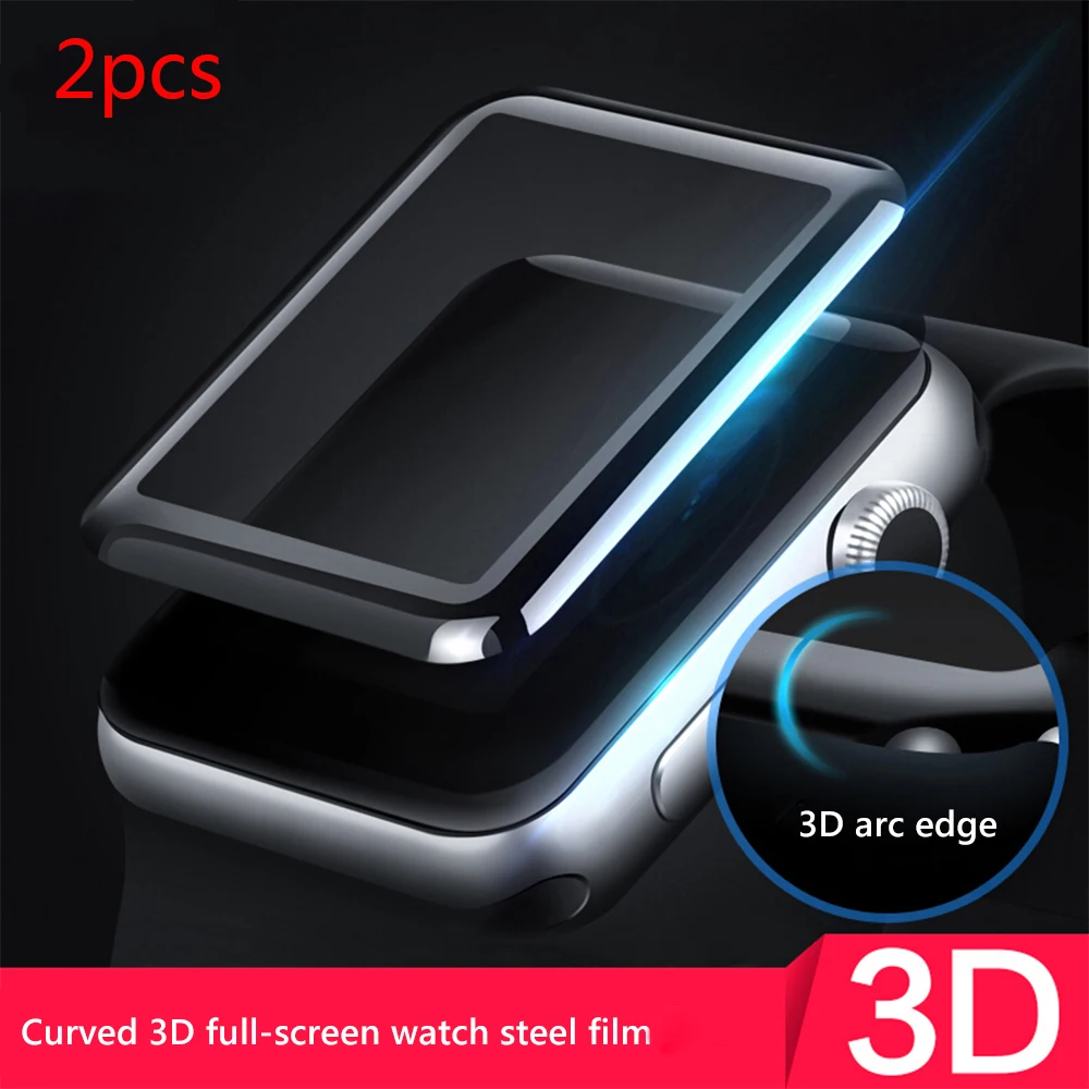  2 stücke 3D Volle Abdeckung Aus Gehärtetem Glas Für Apple uhr 1 2 3 4 9 H Oberfläche Film 38 42 40 