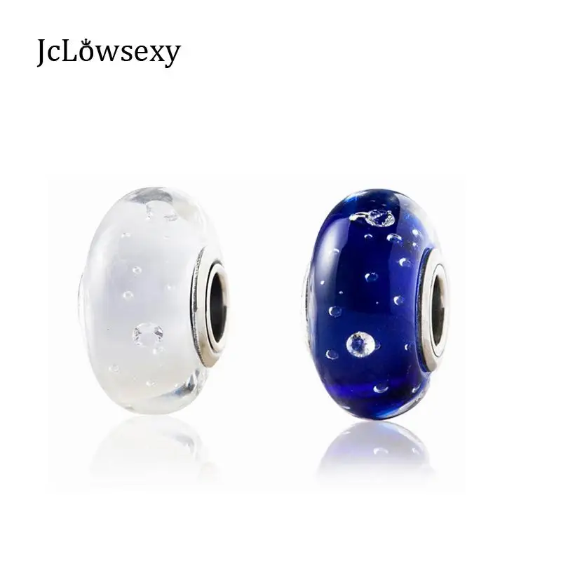 

Authentic 925 Sterling Silver White Blue Pink Red Ice Drop Murano Glass DIY Bead Charms Fit Original Pandora Bracelets Jewelry