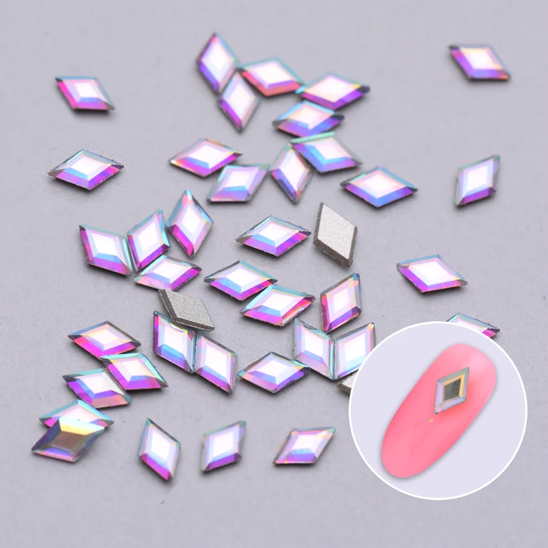 

10Pcs Geometric Nail Rhinestones Nail Charms Flat Bottom Mixed Patterns 3D Nail Art Decorations UV Gel Polish DIY Decors