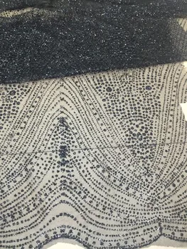 

hot sales SH-178 african glued glitter lace fabric high quality nigerian mesh lace