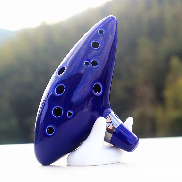 

Blue 12 Holes Ocarina Kiln-fired Ceramic Alto C Legend of Zelda Flute Ocarina of Time in Box Woodwind Instruments figure toys