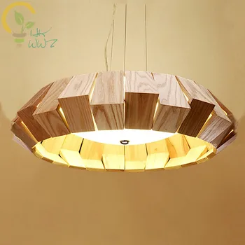 

Flying Saucer Originality Single Head Led Pendant Lamp for Restaurant Circular Solid Wood Special-Shaped Pendant Lights