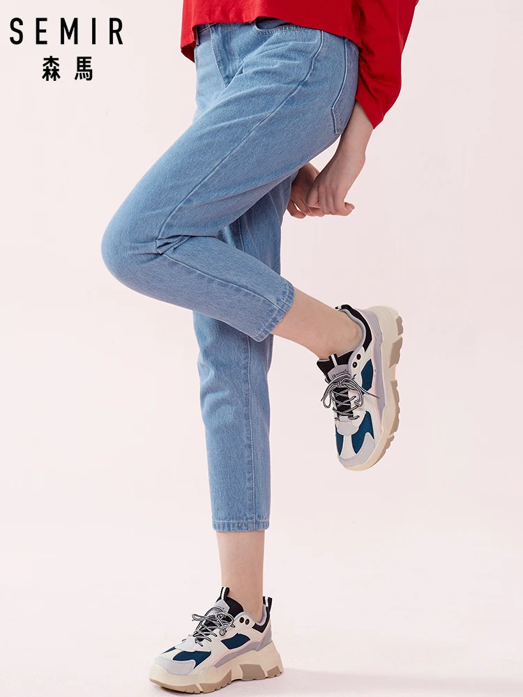 SEMIR Женские Ретро вымытые джинсы облегающие с высокой талией женские укороченные