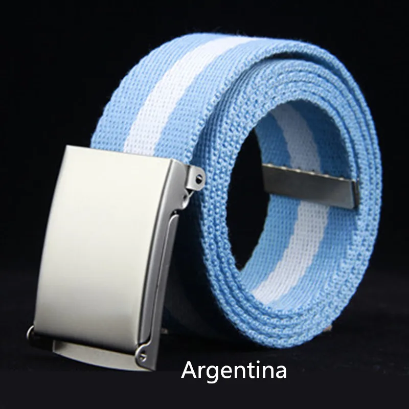 Argentina Мода унисекс Мужчины Женщины Металл холст нейлон флаг Полосатый ремень пряжка джинсы подростковые широкие пояса ремень - Цвет: Argentina