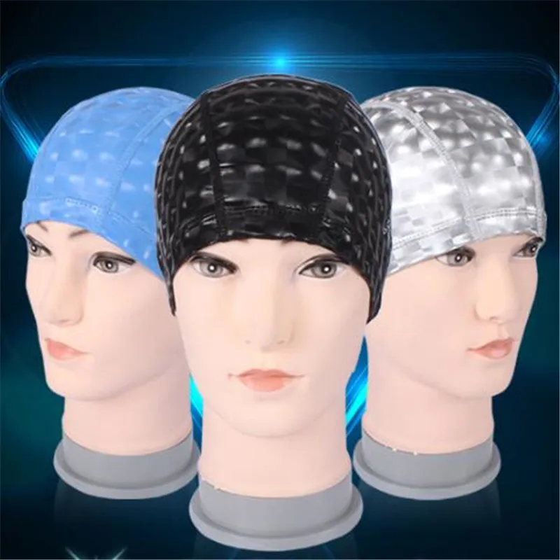 

Women&men Water Cube Grids Swimming Caps,Ear Long Hair Protect Sports Swim Pool Cap,Teen Boy&Girl PU Waterproof Fabric Swim Hat