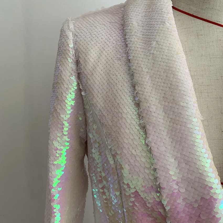 High Quality 2019 New Long Blazer Women Double Breasted Sequin Coat Female Spring autumn Long Sleeve Office white Blazer Outwear High Quality 2019 New Long Blazer Women Double Breasted Sequin Coat Female Spring autumn Long Sleeve Office white Blazer Outwear