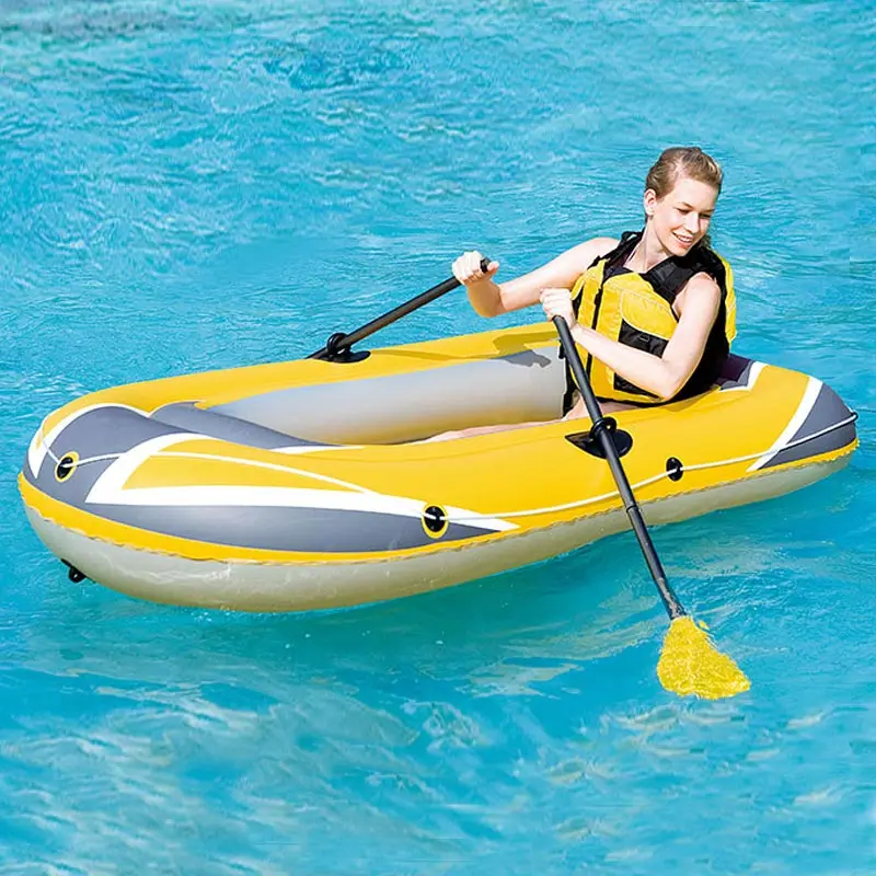 Discount  Inflatable Boat High Strength PVC Rubber Fishing Boat with Paddles Pump Patching Kit for kid adult 