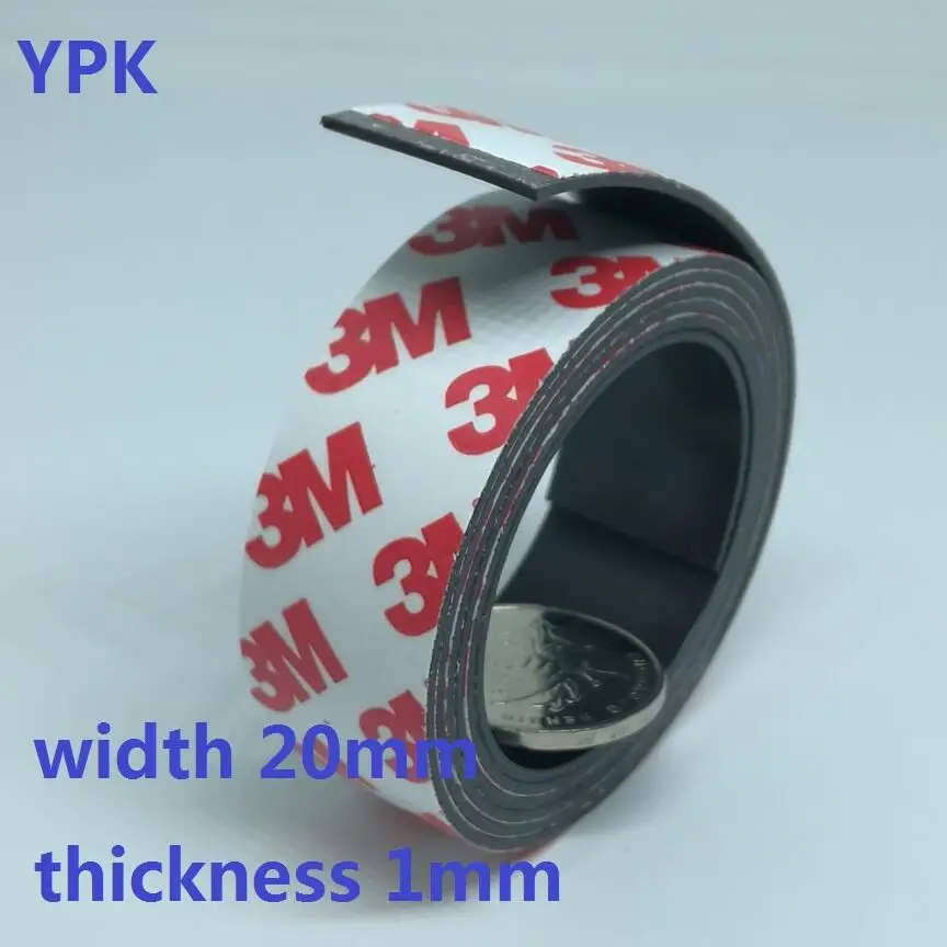 

10Meter/lot Rubber Magnet 20*1 mm self Adhesive Flexible Magnetic Strip Rubber Magnet Tape width 20 mm thickness 1 mm