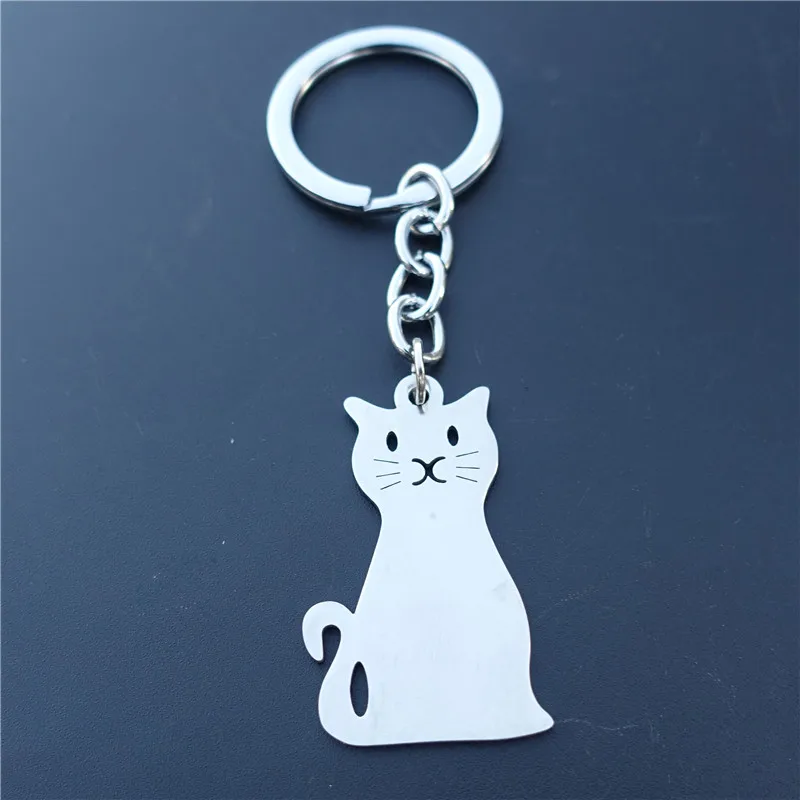 

Fashion Stainless Steel Cat Keyring Keychains Men Women Jewelry