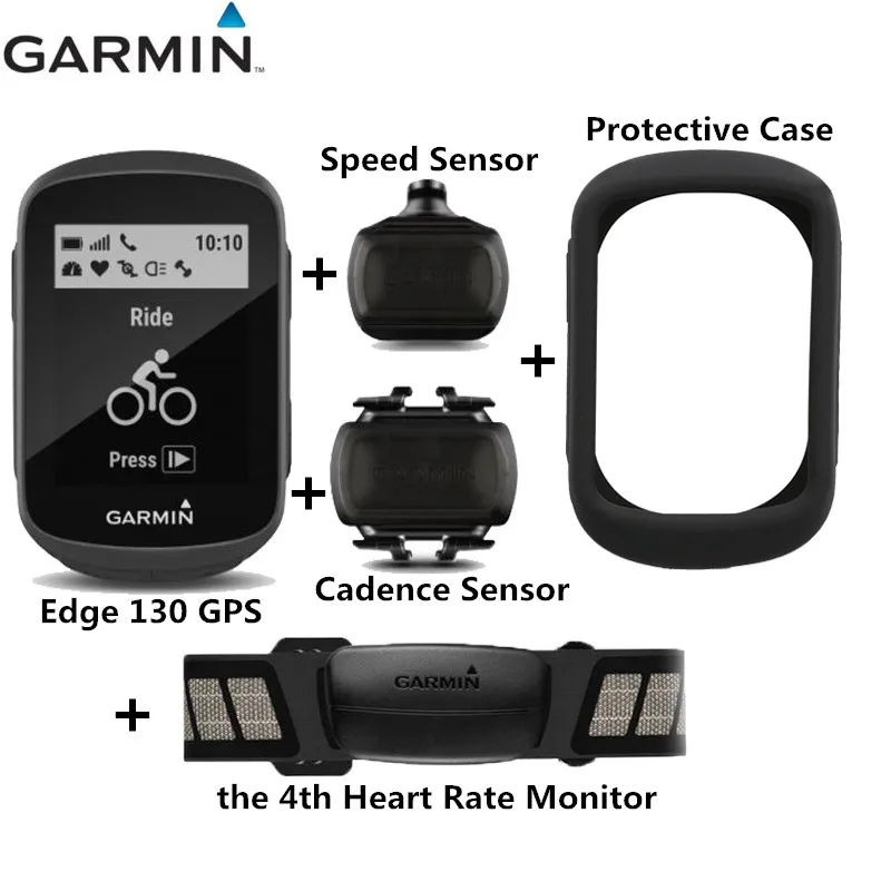 Garmin Edge 130, gps, велосипедный компьютер, только gps или датчик скорости, датчик частоты сердечных сокращений, защитный чехол, комплект HRM - Цвет: 5-piece Bundle