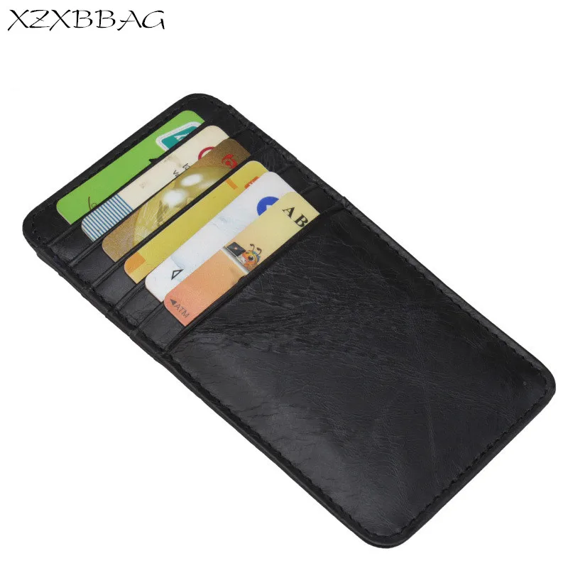 

XZXBBAG Big Capacity Genuine Leather Card Case Bag Men Thin Business ID Credit Cards Holder Wallet Men Cash Pocket Cardholder