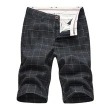 Модные повседневные мужские шорты/серого/кофейного цветов Шорты мужской, Азиатский размер 28, 29, 30, 31, 32, 33, 34, 36, 38, в клетку и полоску для мужчин Шорты