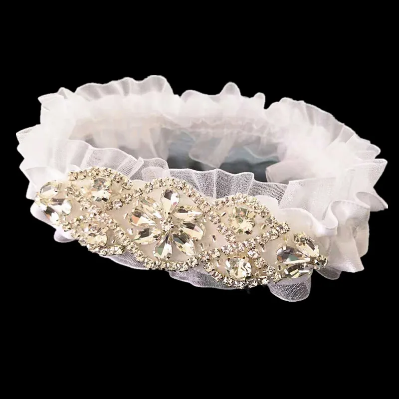 

wedding garter bridal stretch white garter set with rhinestone vintage garter set