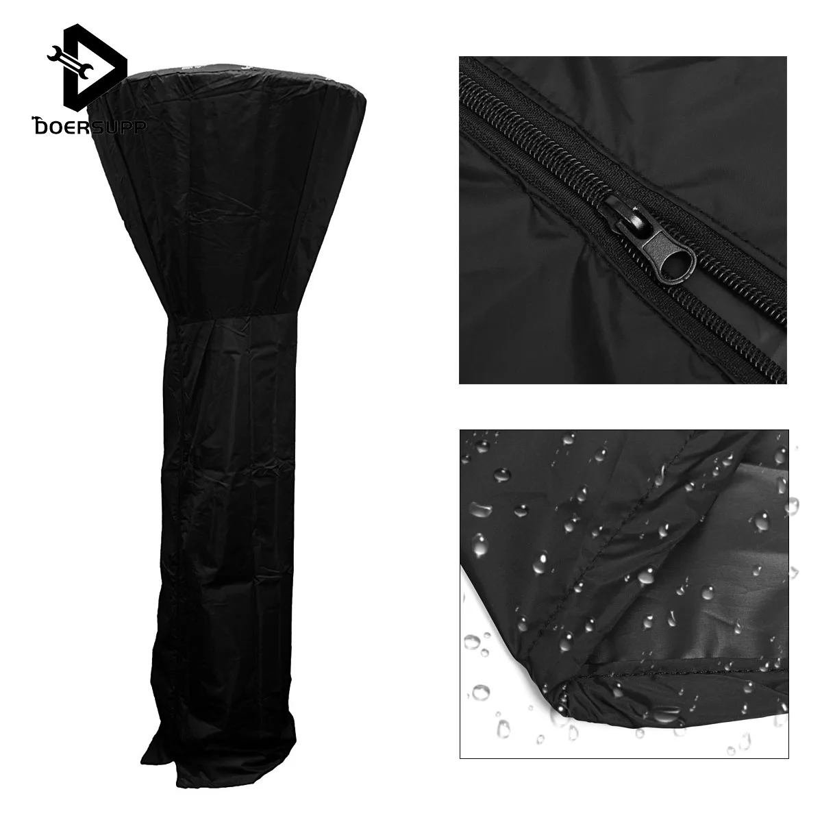 

DOERSUPP 220cm Heavy Dusty Waterproof Protection Cover Nets Outdoor Backyard Garden Patio Heater Cover Protector Black