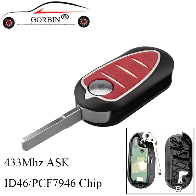 

GORBIN 3Buttons Remote Car key For Alfa Romeo 433Mhz ID46/PCF7946 Chip For Alfa Romeo Mito Giuliett 147 156 166 GT Car keys