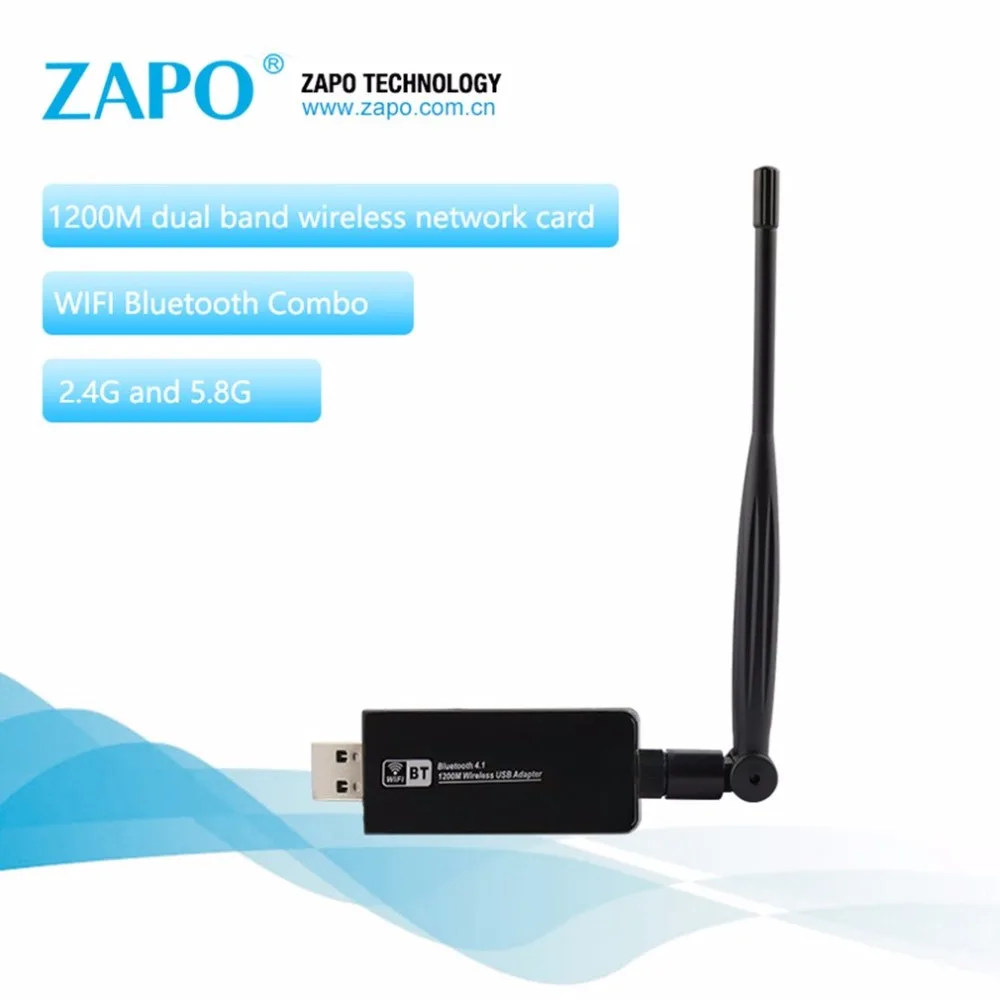 

ZAPO W97L-5DB 1200Mbps Dual Bands Wireless Network Card AC USB 3.0 Bluetooth 4.1 Adapter 5dbi Aerial Network Card
