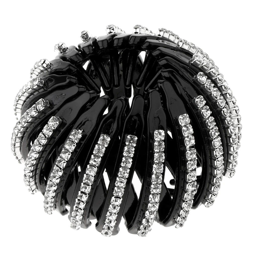 Elegant Lady Plastic Full Crystal Hair Updo Clip Bun Maker Wedding Prom Styling Tool