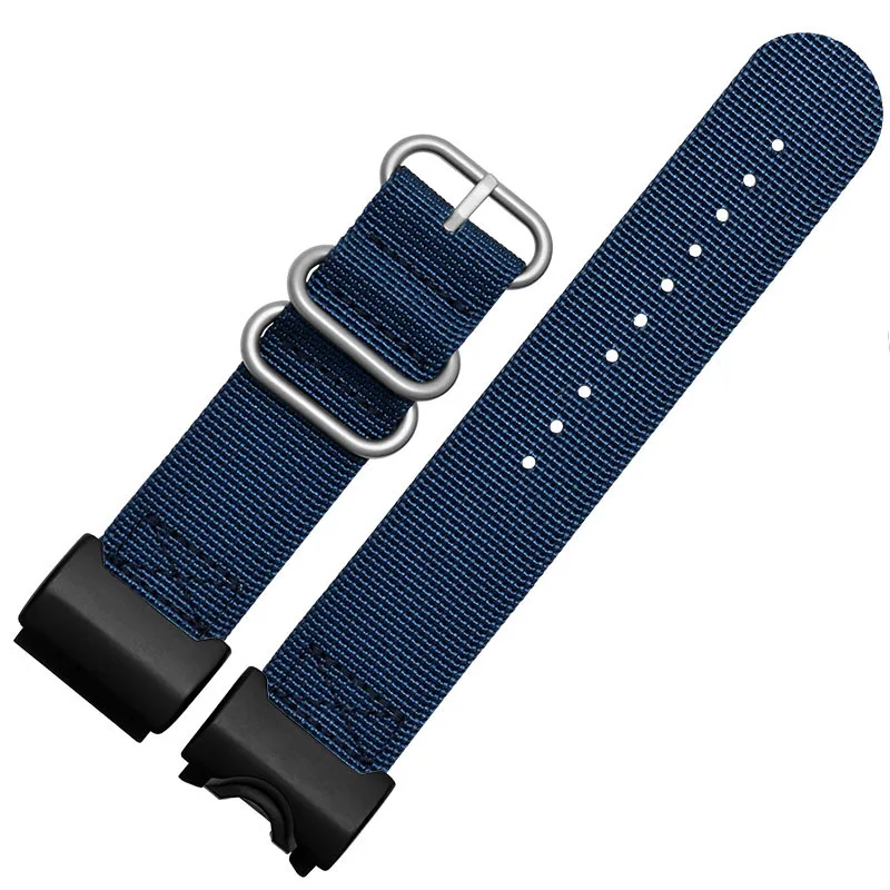 Нейлоновый ремешок для часов casio GWG-1000GB часы-браслет с пластиковыми терминалами сменный ремешок для часов браслет спортивные часы - Цвет ремешка: blue silver buckle