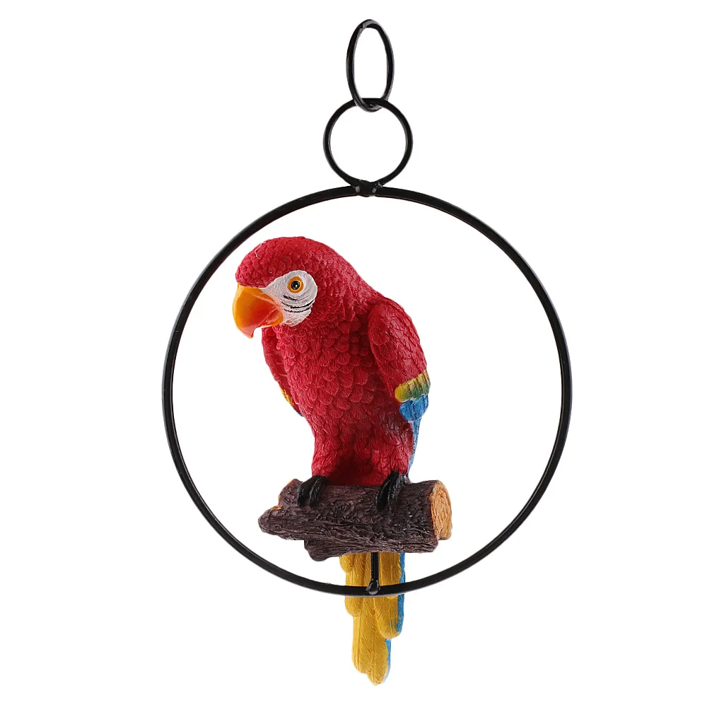 Simulation Parrot Bird Sculpture Wall Hanging Resin Craft Handmade Animal Model Statue Home Garden Yard Lawn Decor Tree Ornament