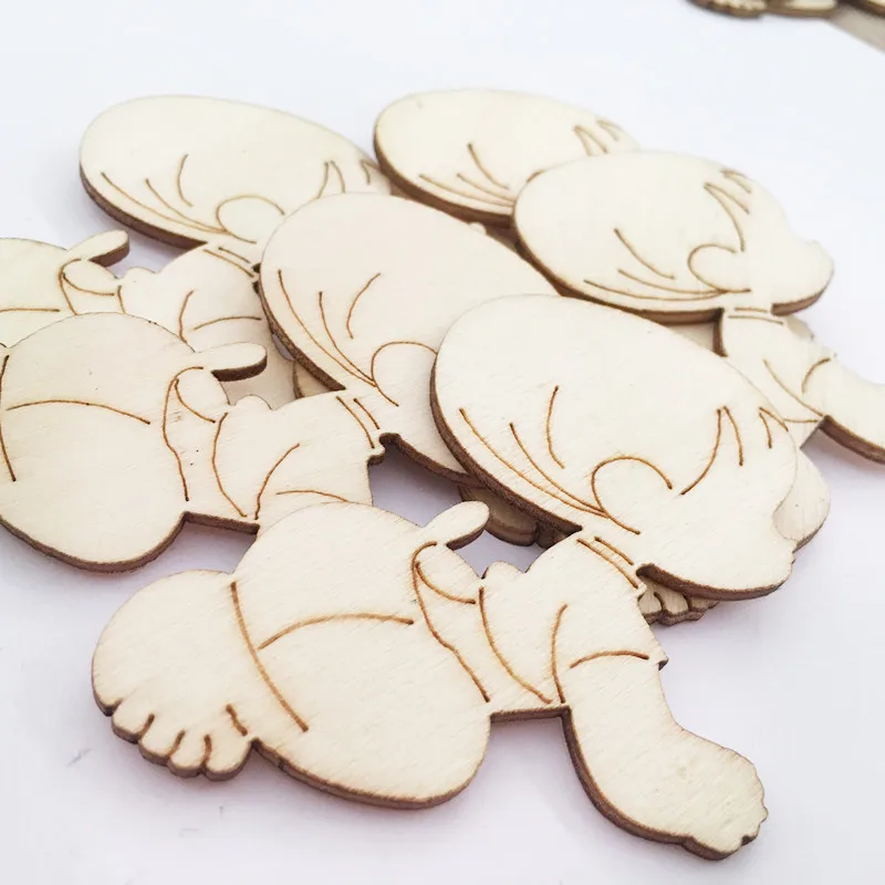 10pcs Wooden Shapes Embellishments Baby Kids Room Decoration Wedding Crafts Mini Laser Cut Blanks Slices