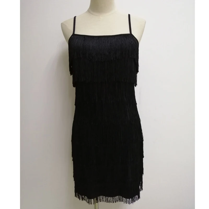 Сексуальное маленькое черное платье для женщин 1920s Roaring Charleston Gatsby платье с бахромой платье 8 ярусная кисточка наряд для вечеринки 20s Костюм