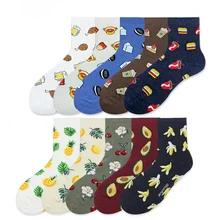 Kawaii/женские хлопковые носки с фруктами, десертами и героями мультфильмов; милые носки для девочек с рисунком печенья, авокадо, банана, лисы, суши, Пончика, ананаса, торта