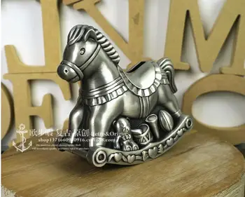 

creative Happy rocking horse metal coin box coin saving box secret box for saving money activite creative pour enfant PB079