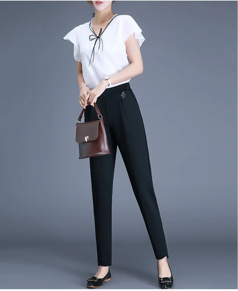 Высококачественные женские деловые рабочие брюки длиной до щиколотки, большие размеры 5XL, брюки, женская одежда, повседневные полосатые шаровары