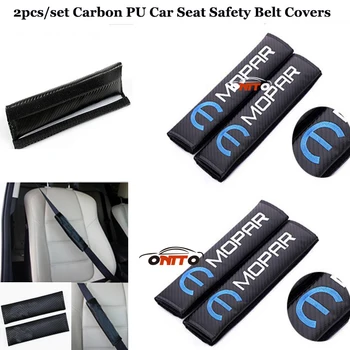 

Auto safety belts 2pcs/set car seat belts padding covers Carbon Fiber pu for Mopar Logo Hot selling Belts Fit all car Emblem