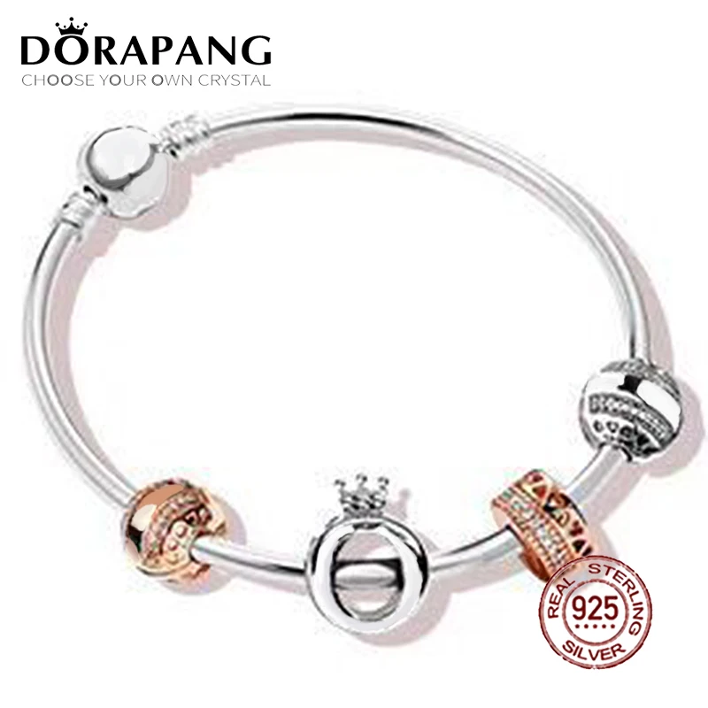 

DORAPANG 2018 New Hot Sale 100% 925 sterling silver Bracelet For In Love Gift Set For Women Bangle Rose Bead Charm DIY Jewelry
