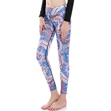 Женские гибкие синие лозы с цветочным принтом обтягивающие штаны для тренировок для йоги бега занятий спортом леггинсы для фитнеса дропшиппинг