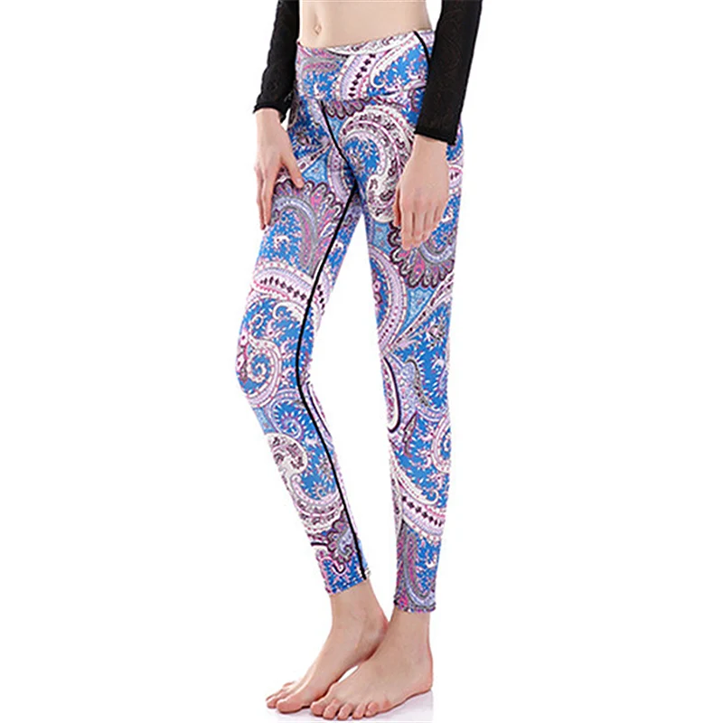

Women Flexible Blue Vine Floral Print Tight Pants Workout Gym Training Running Yoga Sport Fitness Exercise Leggings Dropshipping