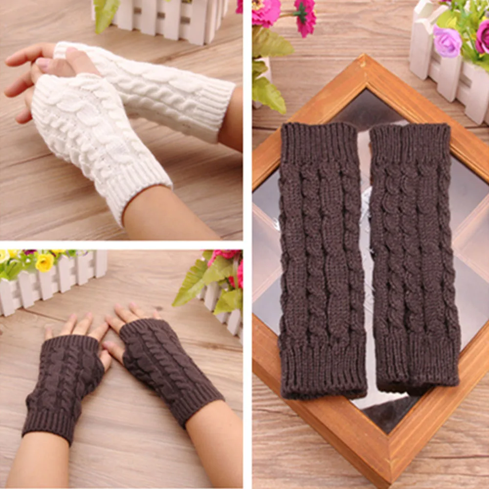 

Winter Gloves Warm Knitting Fingerless Glove for Women Girls Keep Warm Mittens Half Finger Wrist Warmer