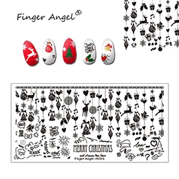 Finger Angel 1 шт. рождественские пластины для штамповки ногтей изображение штамп уникальный мультфильм Лось Снежинка 6*12 см DIY ногтей шаблон пластины - Цвет: MC01